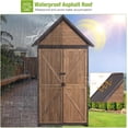 thumbnail image 3 of Aivituvin Outdoor Storage Shed with All Around Strong Metal Frame, Garden Tool Sheds Cabinet with Floor & Adjustable Shelves, Wooden Tool House for Backyard Garden Patio Lawn 67.1" H (Dark Brown), 3 of 8