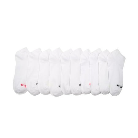 K-Swiss Women's Flat Knit Solid Low-Cut Socks, Size 9-11, 10-Pack