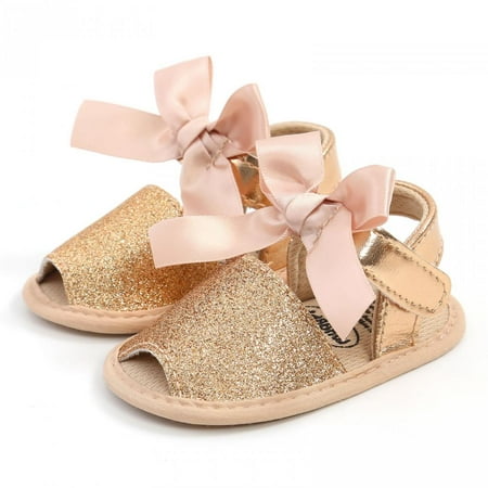 Kiplyki Wholesale Toddler Shoes Baby Girls Cute Fashion Sequins Bow Non-slip Soft Bottom Sandals
