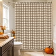 thumbnail image 2 of Brown Plaid Shower Curtain, Waterproof Shower Curtains for Bathroom, Gingham Checked Minimalist Modern Washable Fabric Bathtub Curtain Set Bath Decor with 12 Hooks 72"x78", 2 of 8