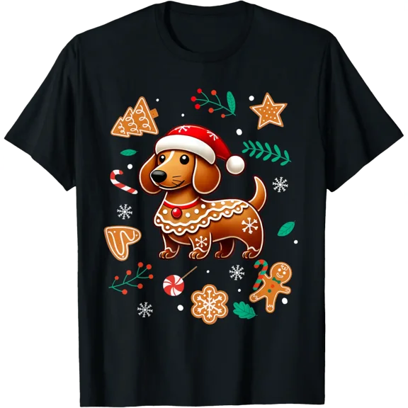 Gingerbread Weiner Dog Lover Dachshund Christmas Cookie T-Shirt Shirts