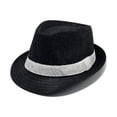 thumbnail image 3 of QSAWXQZ Men's Summer Straw Fedora Hat Short Brim Panama Sun Cap with White Band Breathable Beach Hat M, 3 of 9