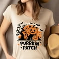 thumbnail image 2 of Purrrkin Patch Cat T-Shirt for Adults, Funny Pumpkin Kitty Graphic Tee, Navy, Size S, 2 of 6