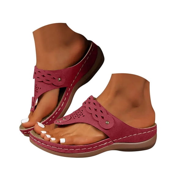 Dakaela Flip Flops for Women Arch Support Orthopedic Walking Thong Sandals Platform Casual Slippers