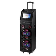 QFX PBX-410215 Dual 10" Portable Bluetooth Karaoke PA Speaker with 9" LCD Screen