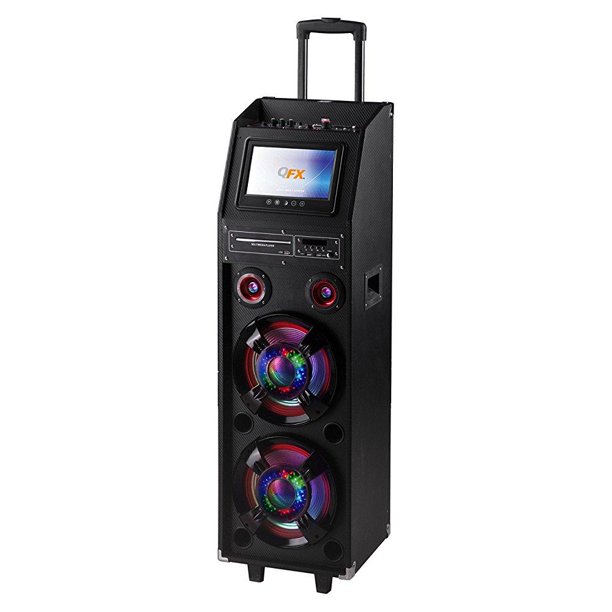 QFX PBX410215 Dual 10" Portable Bluetooth Karaoke PA Speaker with 9