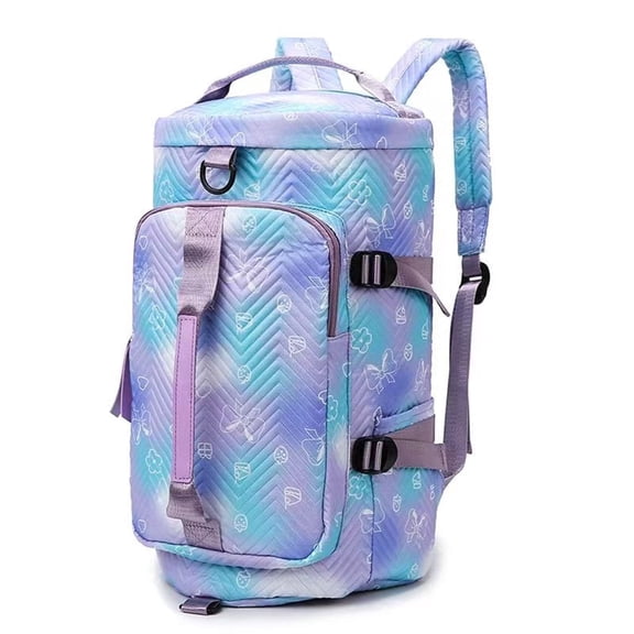 Rainbow Purple Convertible Duffle Gym Bag for Women Men with Shoes Compartment and Wet Pocket，Multipurpose Weekender Overnight Backpack Waterproof Sports Bags with 2 Bottle Holders