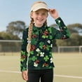thumbnail image 3 of Psesaysky Green Leaves Ladybug Print Girls Sweatshirt Hoodie for Teen Girls Stand-up Collar Sweatshirt Quarter Zip Pullover Fleece Sizes 6-7 Y Clothing, 3 of 6