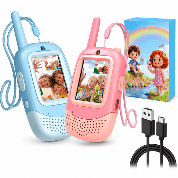 Beefunni  Walkie Talkies for Kids, 2 Pack Rechargeable Video Walkie Talkie Toys with Camera, Indoor Outdoor Gift for Kids Boys and Girls Ages 3-12