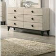 thumbnail image 6 of Transitional Cream Color Dresser Mirror 2x Nightstands Chest 5pc Bedroom Set Unique Handle pulls Rubberwood Veneer Furniture, 6 of 10
