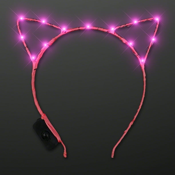 Pink Led Starlight Kitty Light Up Cat Ears Headband Walmart Com Walmart Com