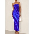 thumbnail image 4 of Vestido largo PRETTYGARDEN para mujer, ajustado sin tirantes, azul L, 4 of 9
