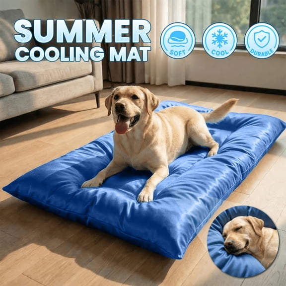 Dog Bed, Cooling Bed for Dogs 48X24 In, Dog Bed Cooling Sleeping Mat, Soft Cooling Dog Bed Mat, Plush Supportive Bed Cushion, Breathable Smooth Ice Silk Surface Reduces