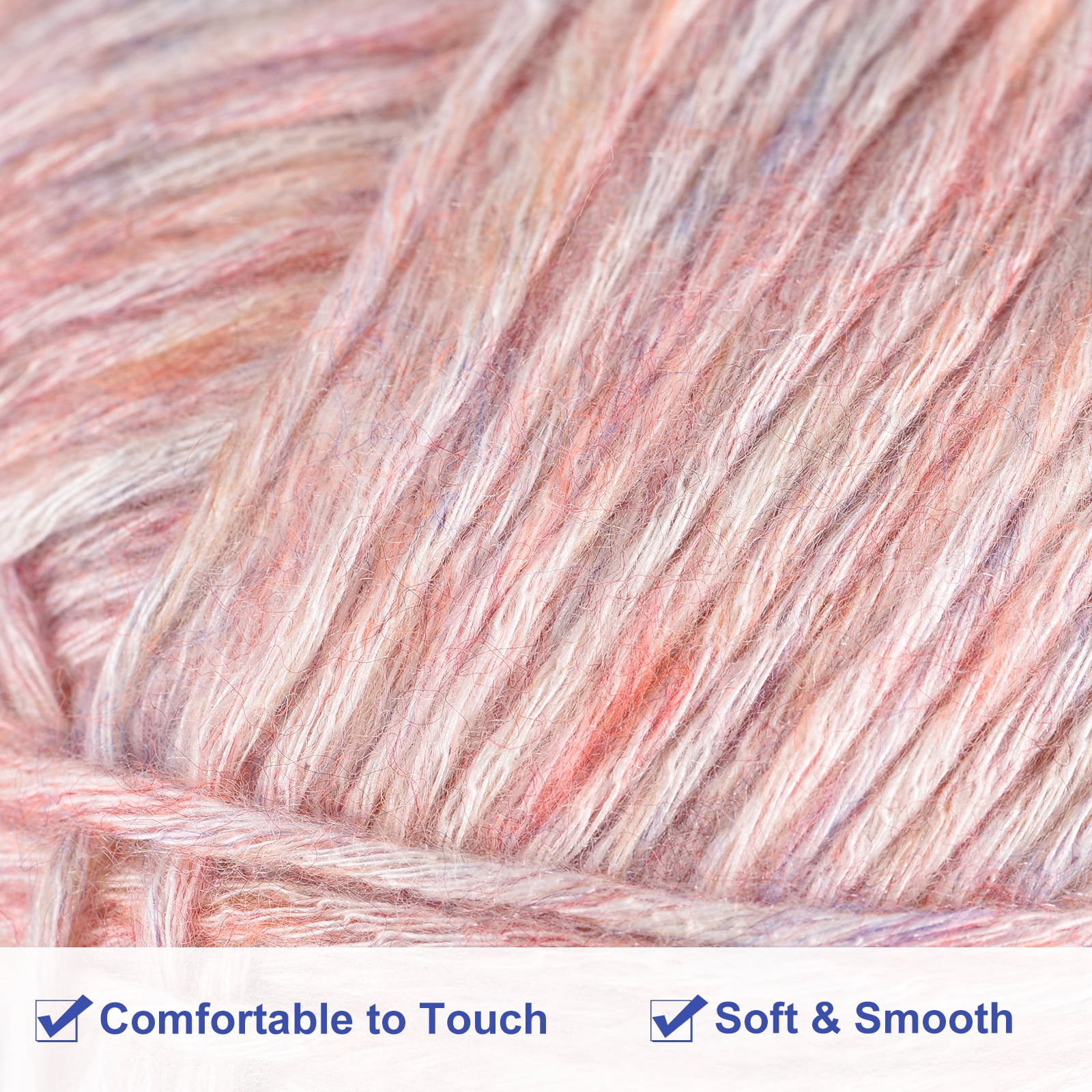 300g/ 10.6oz Cotton Sparkle Yarn, 3 Skeins Soft Crochet Yarns for Beginner Knitting Crafting Pink
