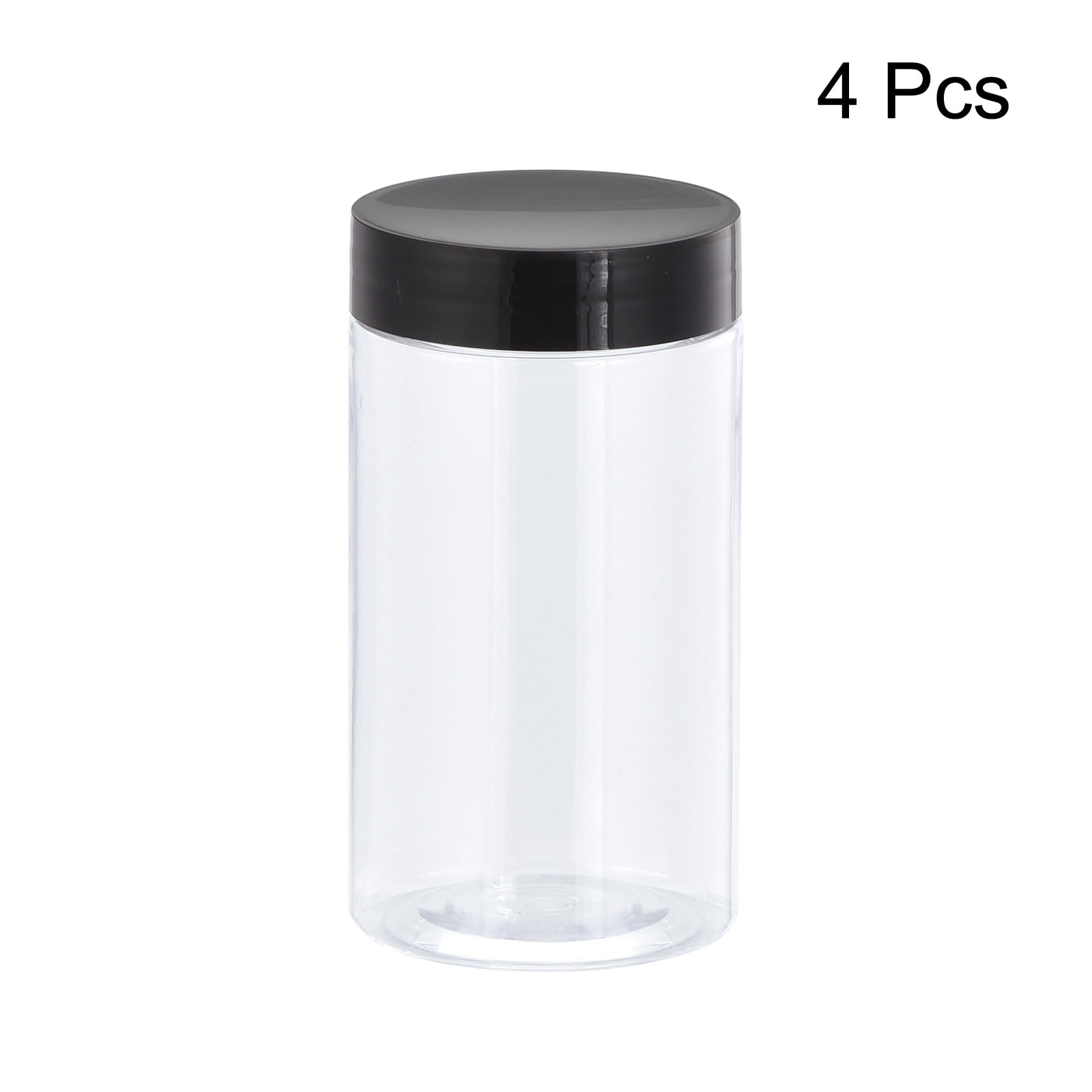 Unique Bargains Round Plastic Screw Top Lid Large-Mouth Empty Container 99mm x110mm 4Pcs