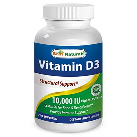 Vitamin D3 10000 IU 240 Softgels by Best Naturals - GMO-free, Preservative-free, USP Grade Natural Vitamin (Best Monk Gear D3)