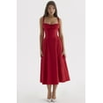 thumbnail image 6 of Women's Pleated Maxi Dress, Sleeveless Strapless, Square Neck, Tie-Back Midi Dress, High Slit, 6 of 10