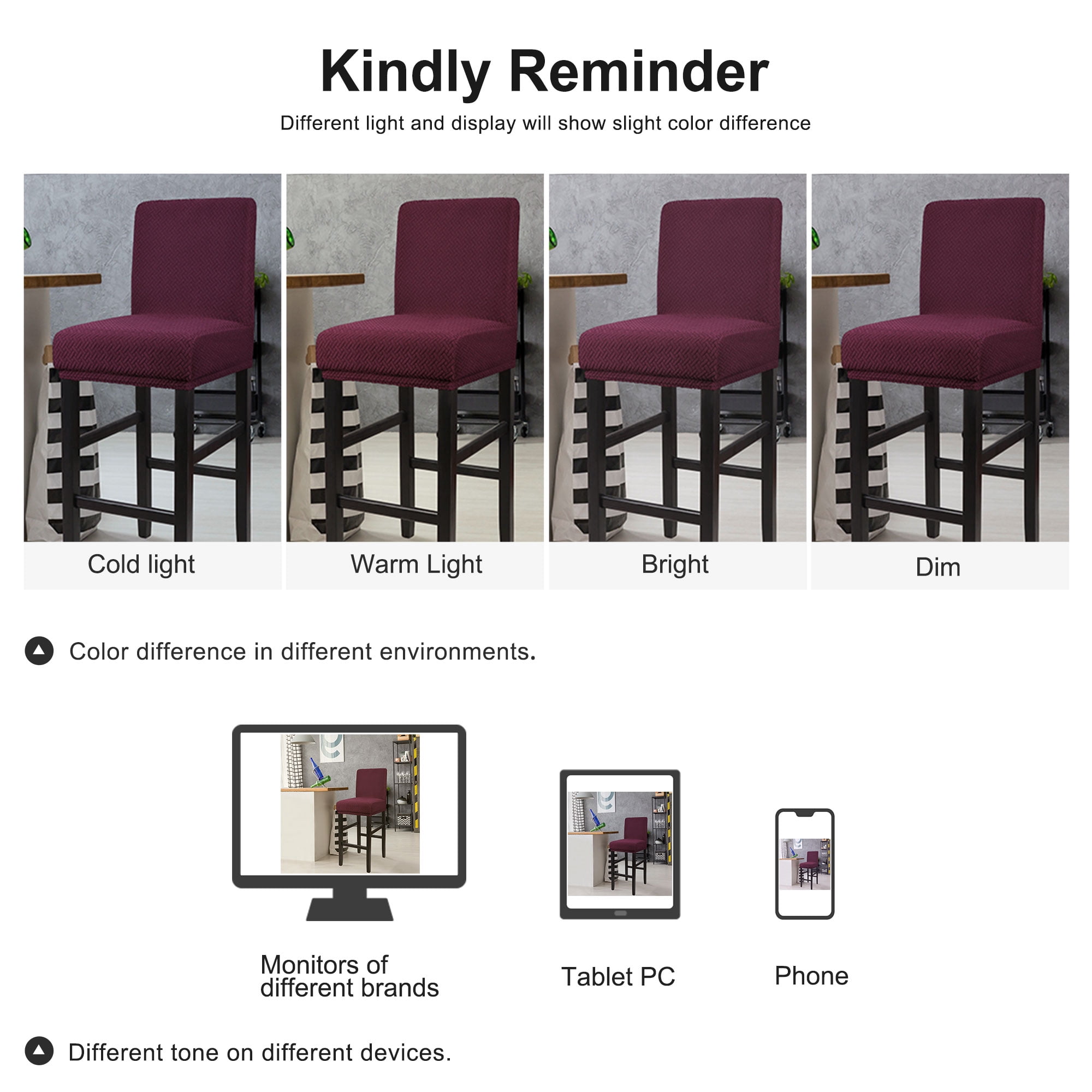 Unique Bargains Bar Stool Covers for Bar Counter Short Back Chair Slipcovers Burgundy 4 Pcs
