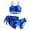 Blue, variant on Teen Girls Swimsuit 3 Piece V-Neck Color Block Floral Print Bikini Set with Cover Up Skirt Swimwear Bathing Suits 9-16Y Plus Size