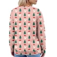 thumbnail image 4 of Women's Fashion Long Sleeve Christmas Snowman Snowflake Print Jacket Cardigan for Holiday Party and Casual Daily Wear,Pink,L, 4 of 4
