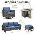 thumbnail image 7 of Unnifurnzi Patio Furniture Set with Fire Pit Table-6 Pieces Outdoor Furniture with Outdoor Swivel Rocker Patio Chairs Outdoor Wicker Furniture for Deck Balcony Garden-Gray/Blue, 7 of 7