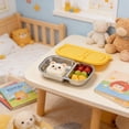 thumbnail image 4 of 2-Compartment Stainless Steel Snack Containers with Silicone Lids, Meal Prep Containers for Easter Storage, Leak-Proof Bento Boxes for Snacks/Meals, Rust-Resistant Food Containers, 7*2*2in, Yellow, 4 of 6