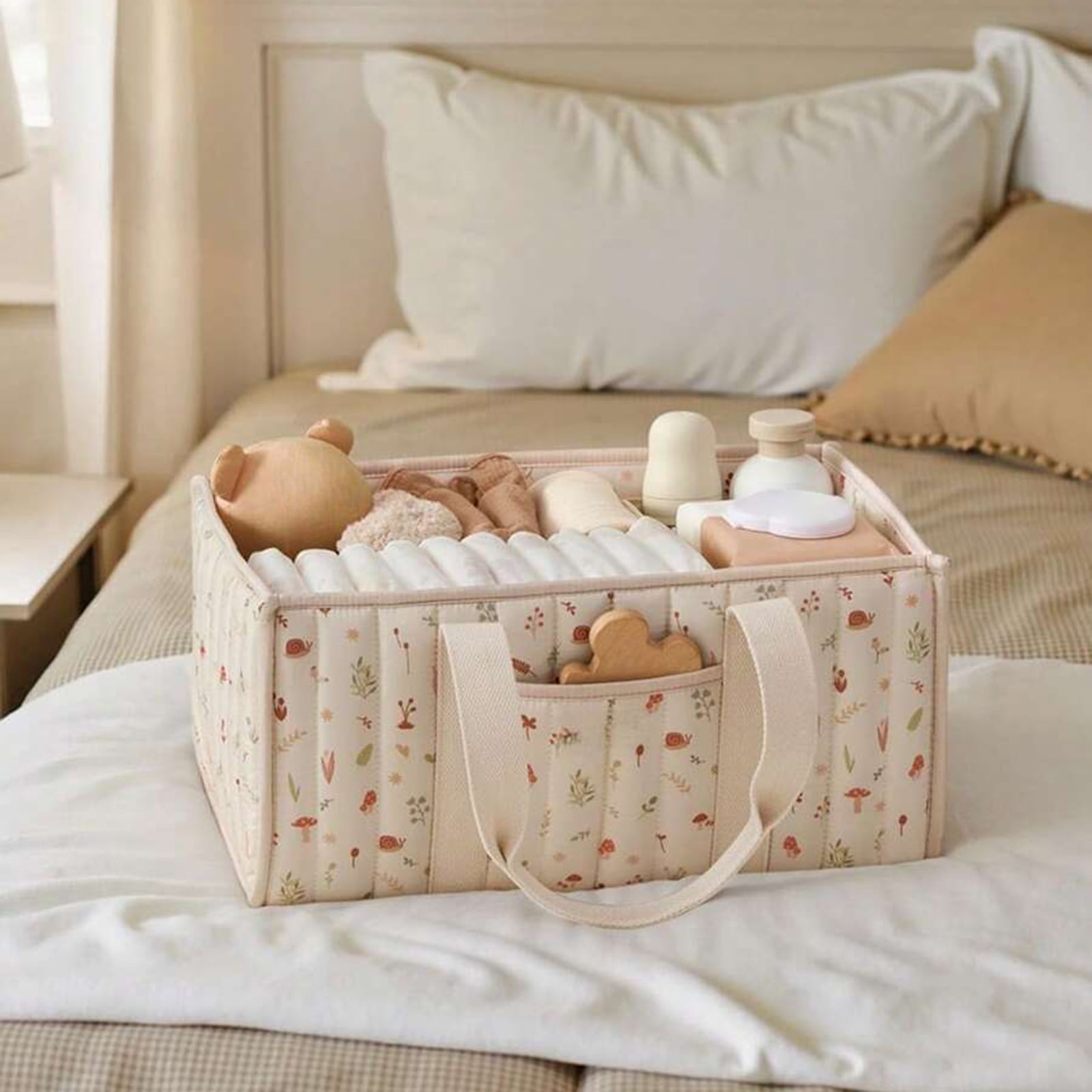 HUISZJ Diaper Caddy Organizer, Portable Storage Basket with Handle, Large Capacity Baby Diaper Bag for Travel Outdoor (style 4)