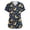 Blue, variant on Womens Scrub Tops Working Uniform V Neck Short Sleeve Cartoon Animals Printed Scrub Shirts