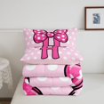 thumbnail image 5 of meiyoeat Polka Dot Letter Monogram Full Size Comforter Sets For Girls,Cute Coquette Bow Bedding Comforter Set,Pink Reversible,3-Piece,1 Comforter and 2 Pillowcases, 5 of 7