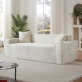 thumbnail image 2 of Leumius Cloud Sofa,3 Seater Boneless Couch with Cupholders,Upholstered Corduroy Fabric Modern Loveseat with Deep Seats for Living Room Bedroom,White, 2 of 7