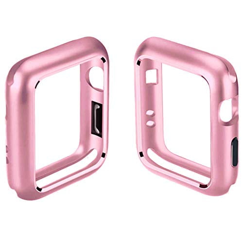 Case Compatible with Apple Watch 42mm, Magnetic Aluminum Smartwatch Case Metal Bumper Protector Frame Cover for iWatch Series 3, Series 2, Series 1, Pink