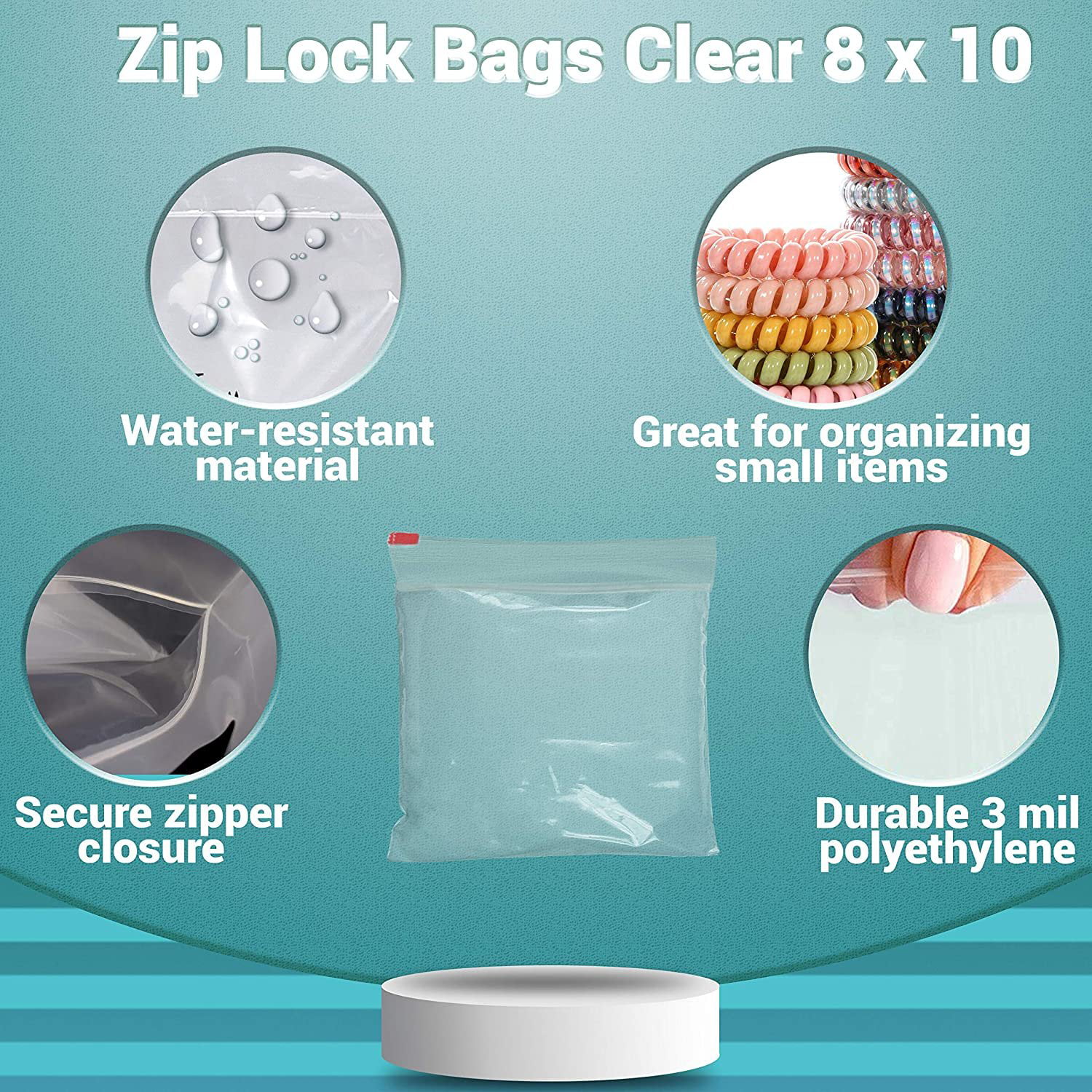 Slider Top Zip Lock Bags. 14 x 11 x 3 mil
