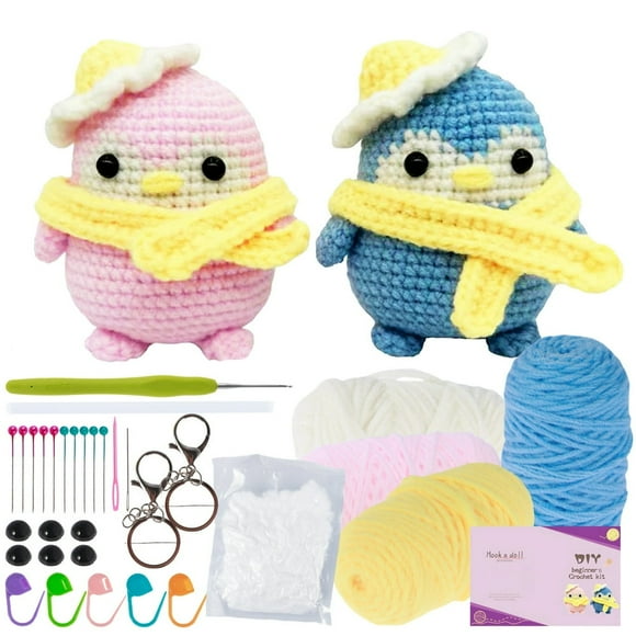 Crochet Kit for Beginners Complete Crochet Knitting Kit Adorable Animal Crochet Starter Pack with Keychain Step-by-Step Video