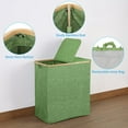 thumbnail image 2 of Laundry Hamper with Lid, Double Laundry Hamper with 2 Removable Bags, 2 Section Laundry Basket with Bamboo Handles for Bathroom, Bedroom & Laundry Room,140L Green, 2 of 15