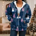 thumbnail image 7 of idosla Christmas Hoodie for Women Zip Up Trendy Graphic Hooded Sweatshirt Comfy Casual Long Sleeve Winter Tops (Blue, XL), 7 of 7