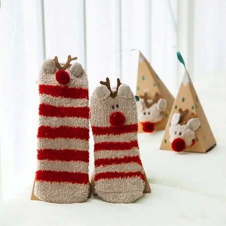 

Yedhsi Hot Socks Women Cartoon Christmas Socks Coral Velvet Embroidery Winter Female Sock