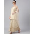 thumbnail image 4 of Janasya Indian Women's Beige Poly Silk Embellished Kurta with Gharara and Dupatta, 4 of 9