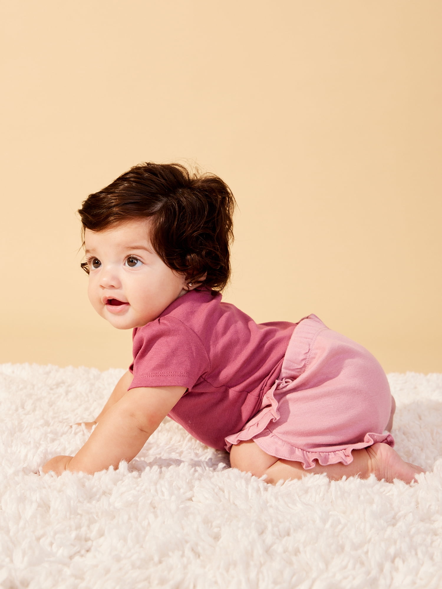 Little Bear ruffle-detail knit set - Pink