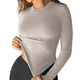 thumbnail image 3 of Sentmoon T-Shirts pour Femmes Chandails pour Femmes Mode Décontractée T-Shirt Haut Couleur Unie Manches Longues Col Rond Couche de Base Légère pour les Activités Quotidiennes et la Détente, 3 of 7