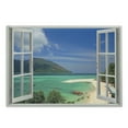 thumbnail image 1 of Landscape Cutting Board, Panoramic Tropical Scenery with Ocean and Mountains Through an Open Window, Decorative Tempered Glass Cutting and Serving Board, in 3 Sizes, by Ambesonne, 1 of 2