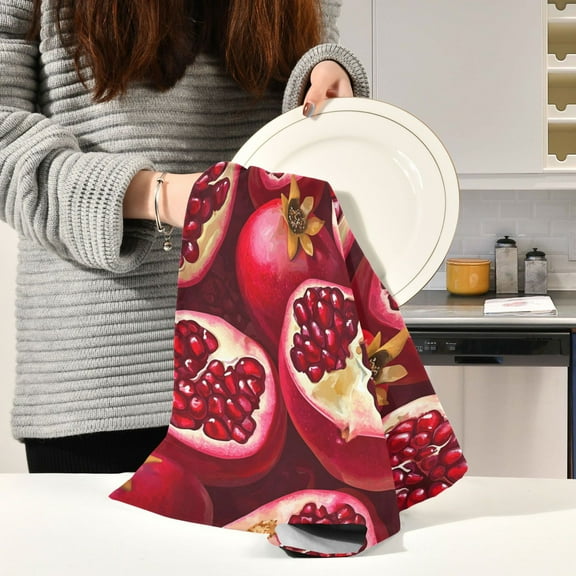BZSMCE Kitchen Towels Creative Cute Pomegranate Seamless Pattern Pattern Durable Kitchen Towel