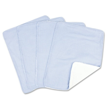 Blue Gingham 4 Pack Burp Cloth Set