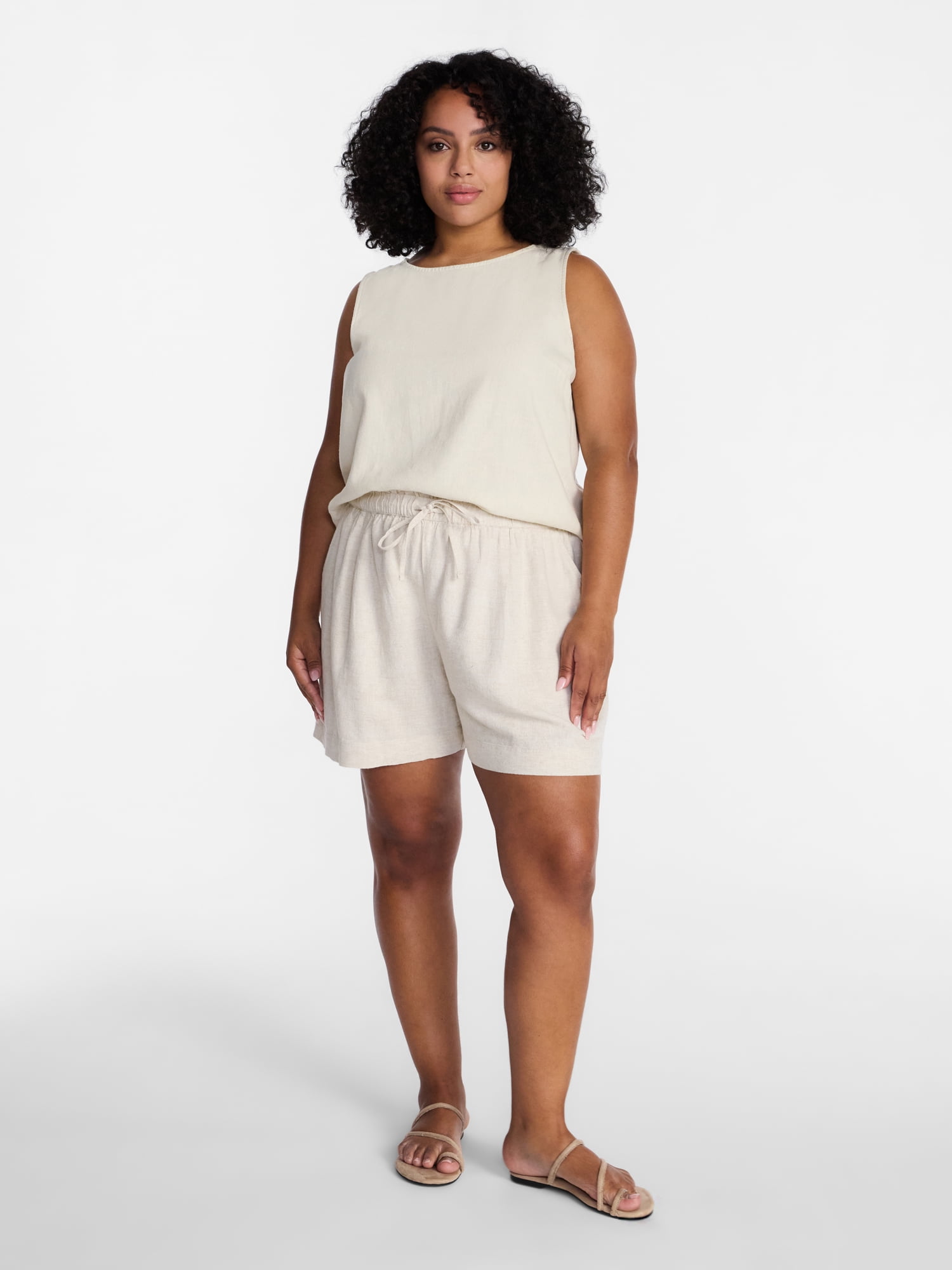 Time and Tru Women's Linen Blend Shorts, Sizes XS-XXXL