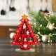 thumbnail image 1 of Mini adorno navideño de madera para árbol | Decoración navideña de escritorio en rojo y verde con muñeco de nieve giratorio de Papá Noel | Diseño con múltiples compartimentos | Incluye caja de, 1 of 6