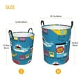 thumbnail image 5 of Balery Transportations With Cute Animals Round Laundry Basket with Handles Waterproof Freestanding Laundry Hamper for Clothes Toys in the Dorm and Family-Small, 5 of 8