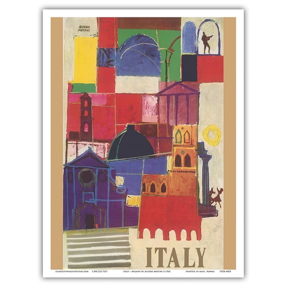 Italy - Milano - Vintage Travel Poster by Alerbo Morini c.1963 - Master Art Print (Unframed) 9in x 12in