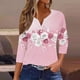 thumbnail image 2 of Blusas para las Mujeres Casual Impreso 3/4 Mangas V-Cuello Botón Ocio Top Blusa Tops para las Mujeres, 2 of 6
