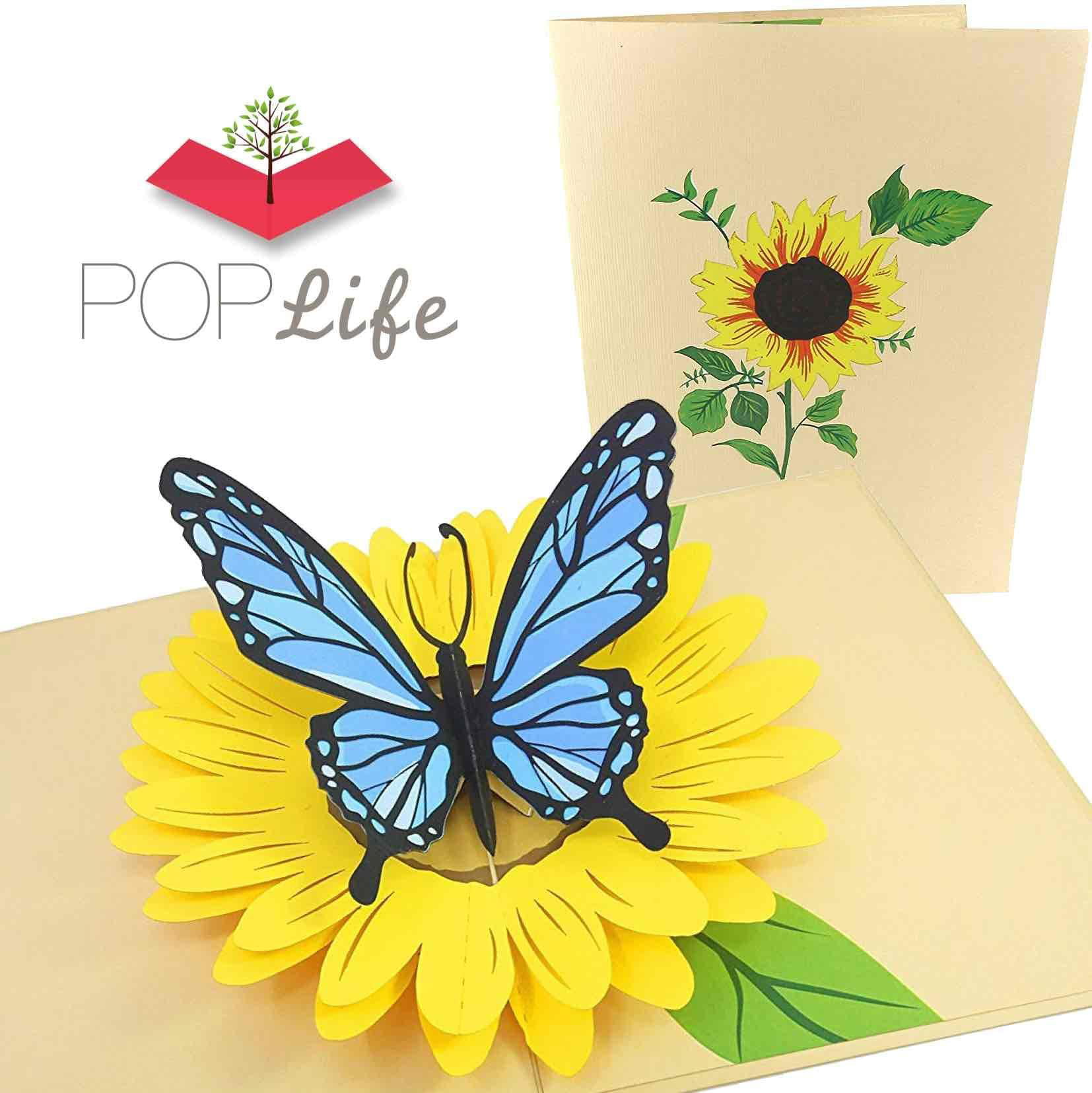 Pop Up Card Flower Personalized 3D Birthday Greeting Congratulation Valentine/'s Day Mother/'s Day Wedding Thank Sunflower
