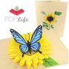 PopLife Blue Butterfly and Sunflower Pop Up Mother's Day Card - 3D Anniversary Gift, Pop Up Birthday Card, Thank You, Congratulations, Valentine's - for Mom, for Daughter, for Wife, for Gr