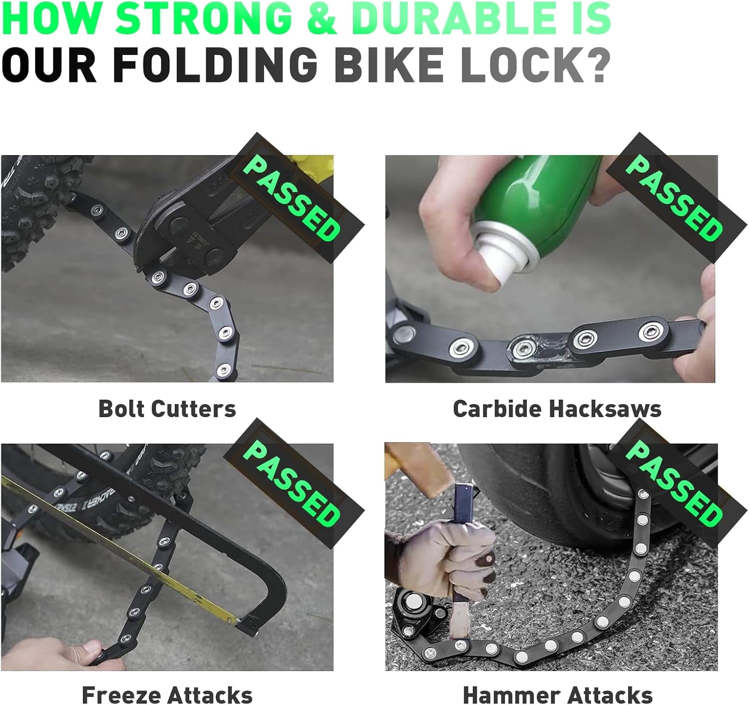 Lambolt Electric Scooter Lock - Heavy Duty Anti-Theft Folding Combination Bike Lock for Ebike | Compact Alloy Steel Security Chain Lock with Mounting Bracket & Bags